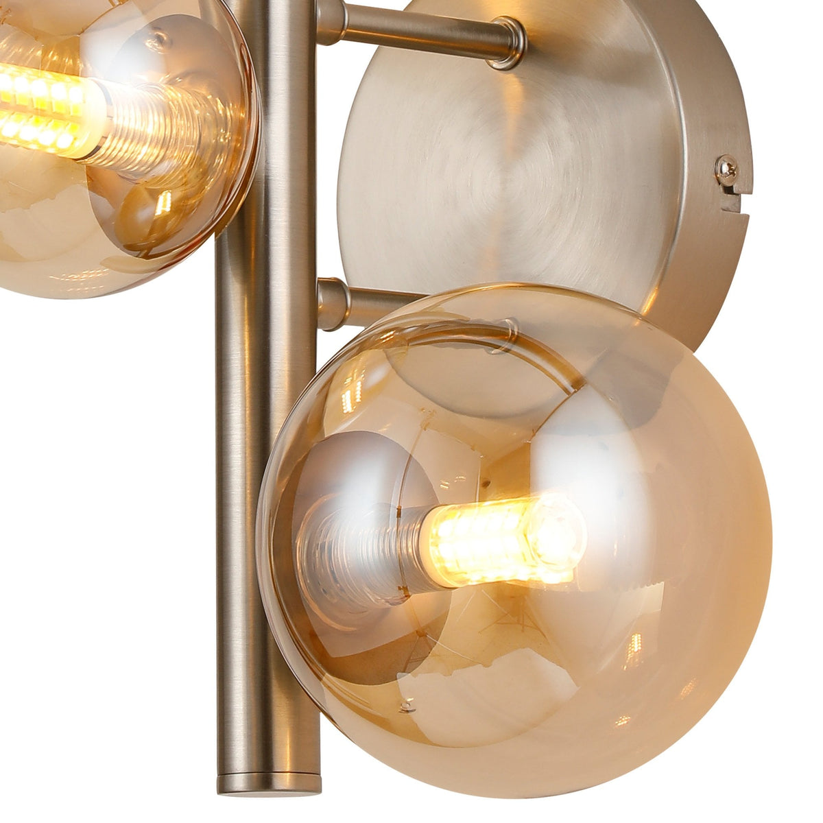 Shute 3lt Wall Light in Satin Nickel & Amber Plated Glass