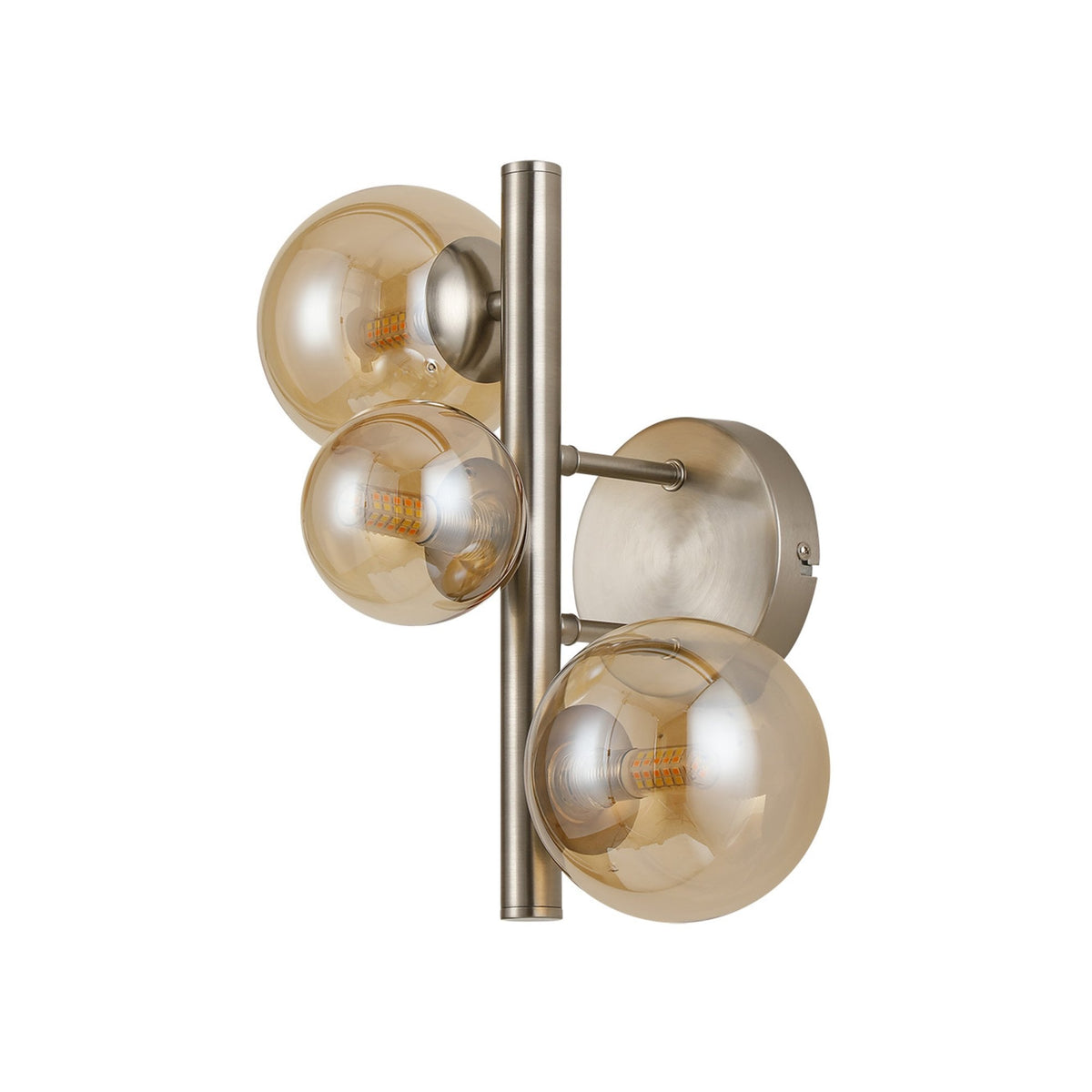 Shute 3lt Wall Light in Satin Nickel & Amber Plated Glass
