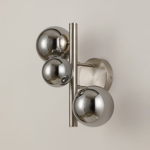 Shute 3lt Wall Light in Satin Nickel & Chrome Plated Glass