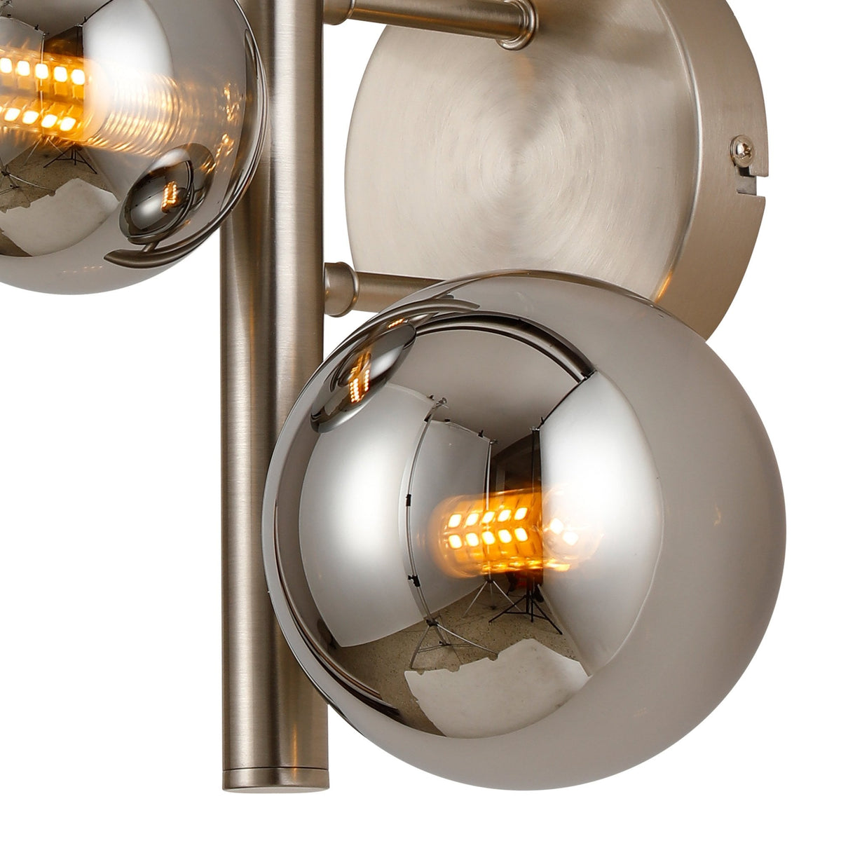 Shute 3lt Wall Light in Satin Nickel & Chrome Plated Glass