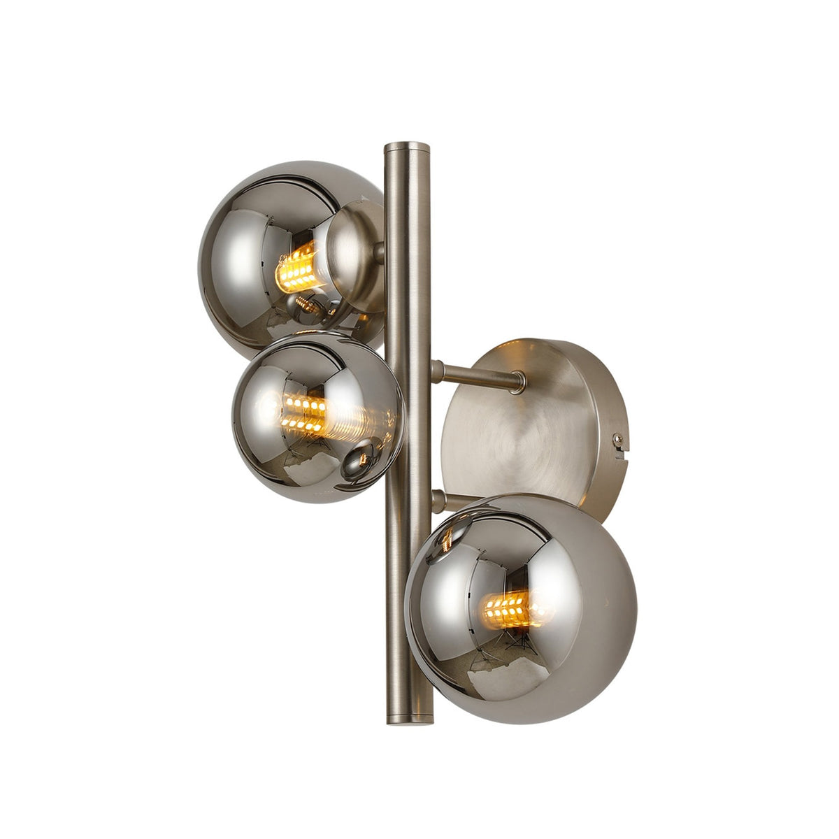 Shute 3lt Wall Light in Satin Nickel & Chrome Plated Glass