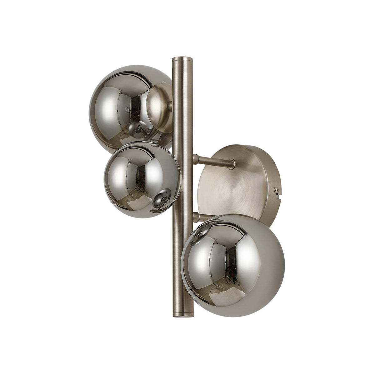 Shute 3lt Wall Light in Satin Nickel & Chrome Plated Glass