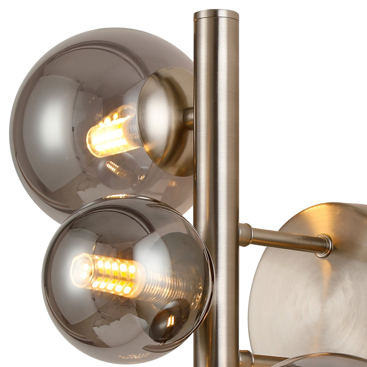 Shute 3lt Wall Light in Satin Nickel & Smoked Plated Glass