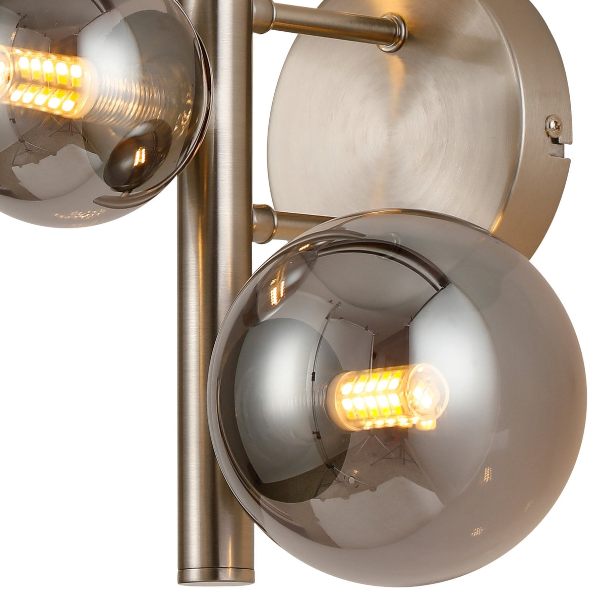 Shute 3lt Wall Light in Satin Nickel & Smoked Plated Glass