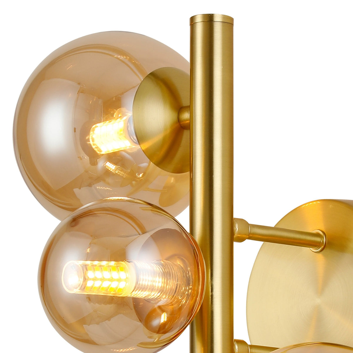 Shute 3lt Wall Light in Satin Gold & Amber Plated Glass