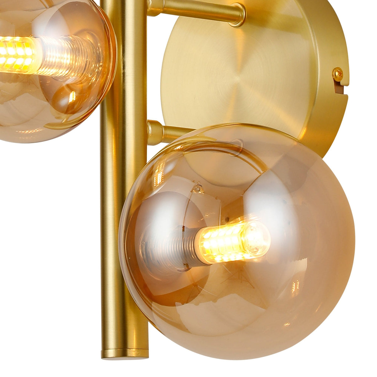 Shute 3lt Wall Light in Satin Gold & Amber Plated Glass