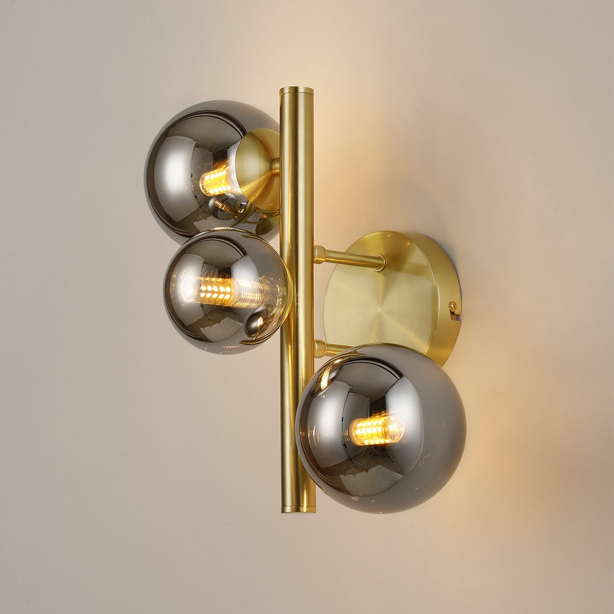 Shute 3lt Wall Light Satin & Chrome Plated Glass