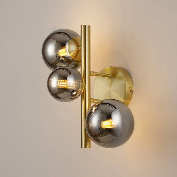 Shute 3lt Wall Light in Satin Gold & Chrome Plated Glass