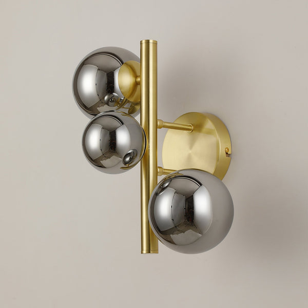 Shute 3lt Wall Light in Satin Gold & Chrome Plated Glass