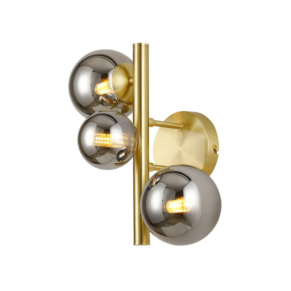 Shute 3lt Wall Light in Satin Gold & Chrome Plated Glass