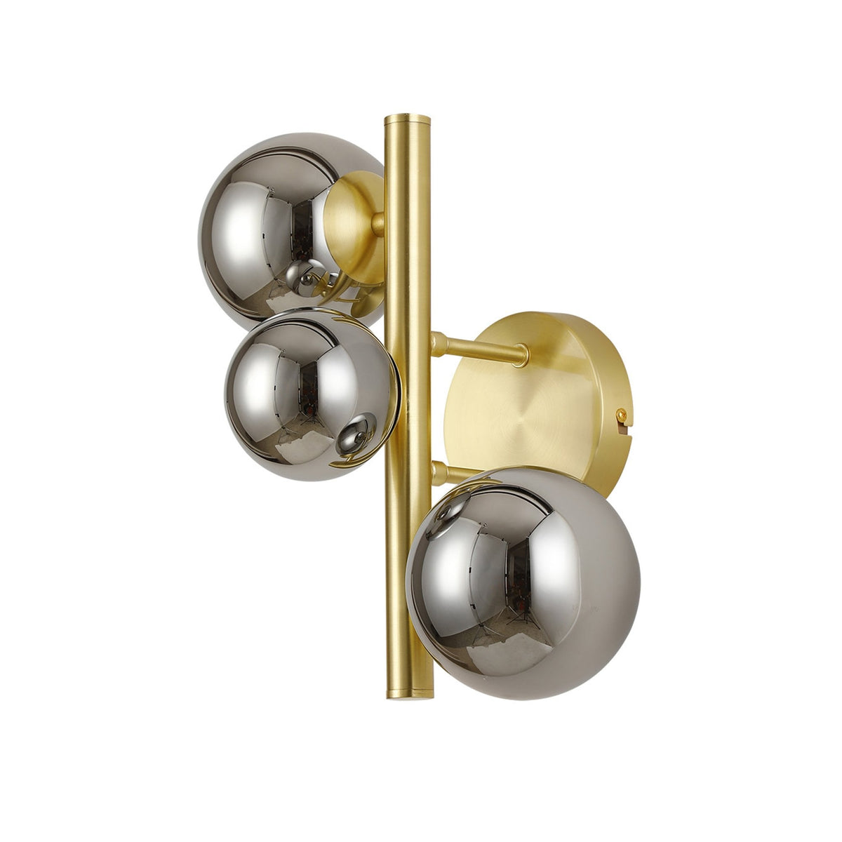 Shute 3lt Wall Light in Satin Gold & Chrome Plated Glass