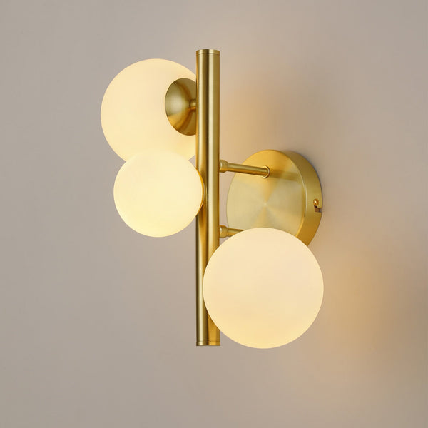 Shute 3lt Wall Light in Satin Gold & Opal Glass