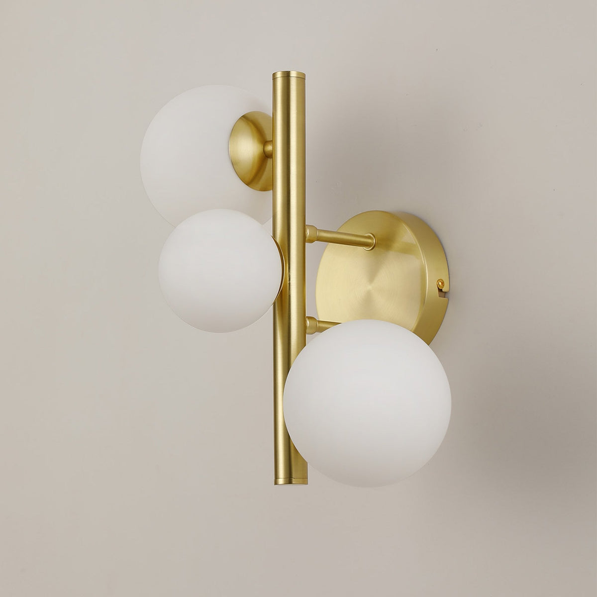 Shute 3lt Wall Light in Satin Gold & Opal Glass