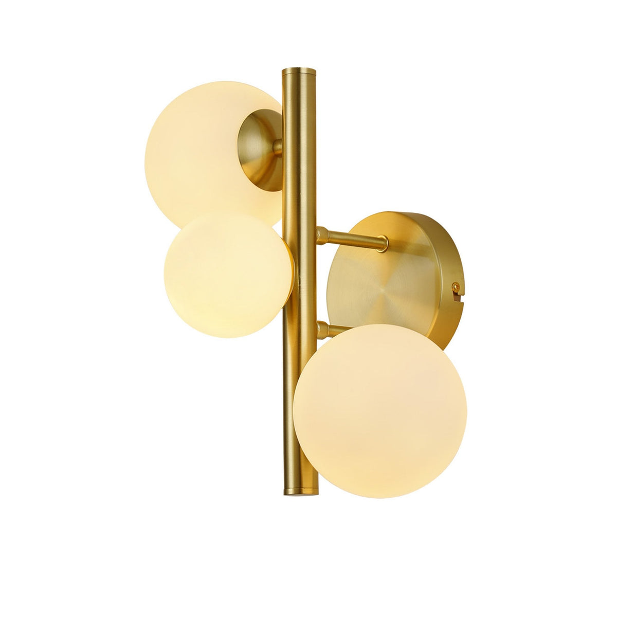 Shute 3lt Wall Light in Satin Gold & Opal Glass