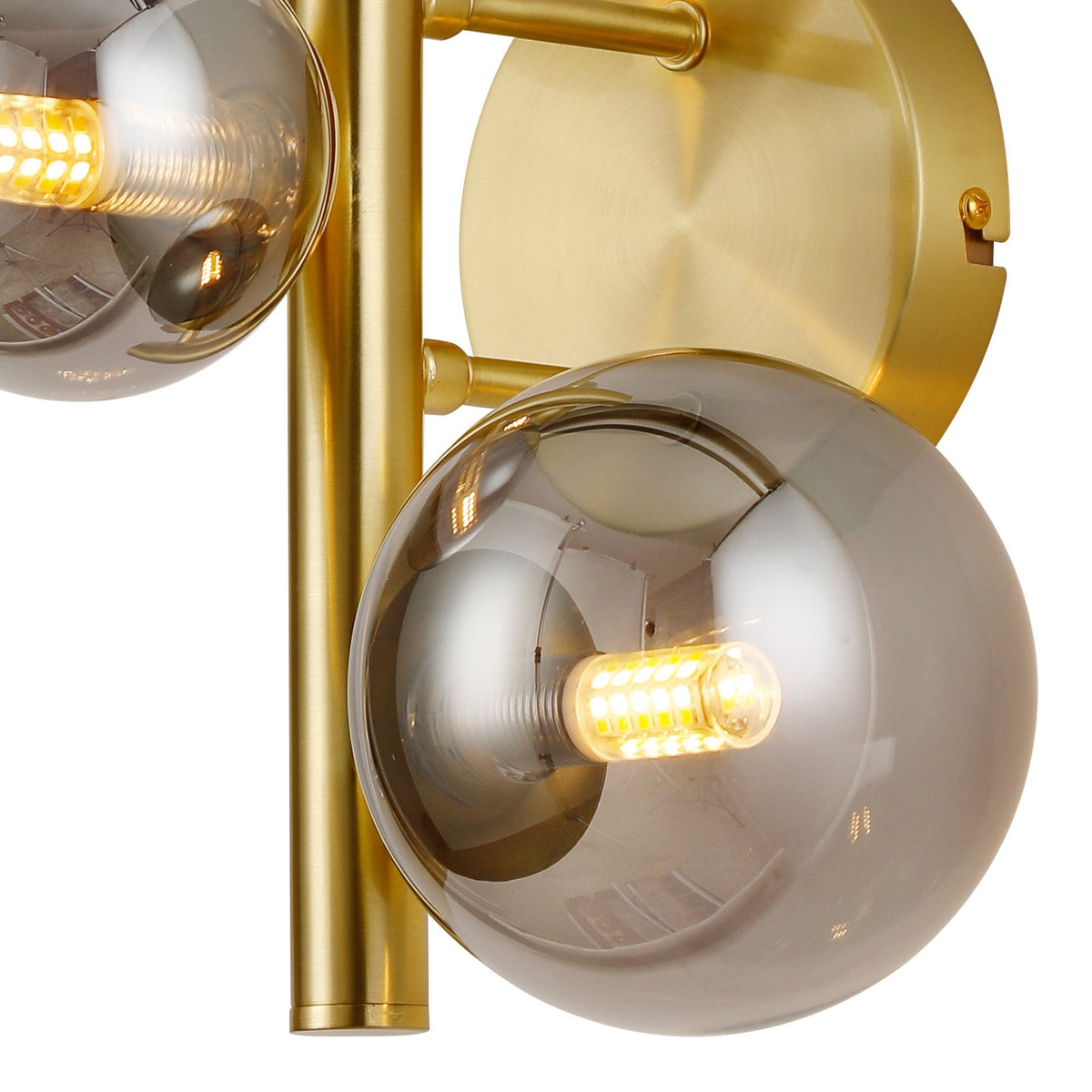 Shute 3lt Wall Light in Satin Gold & Smoked Plated Glass