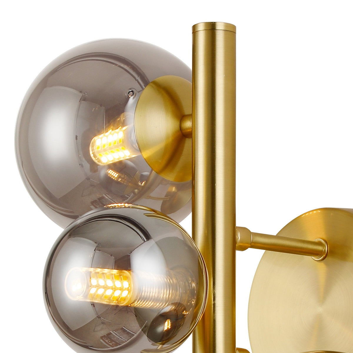 Shute 3lt Wall Light in Satin Gold & Smoked Plated Glass