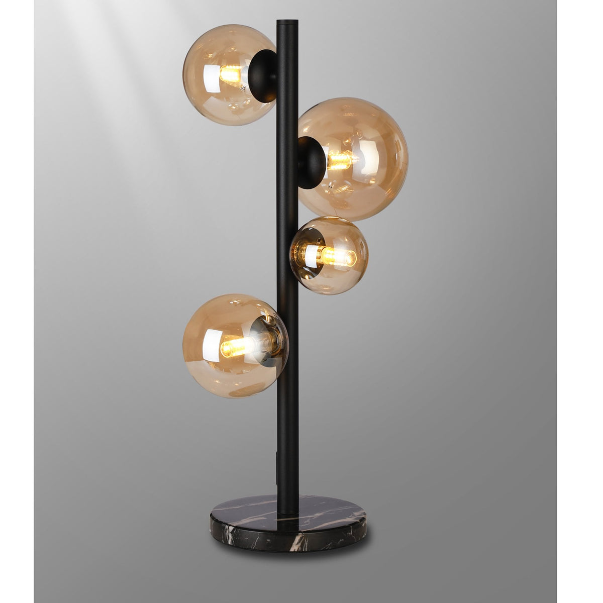 Shute 4lt Table Lamp Satin & Amber Plated Glass