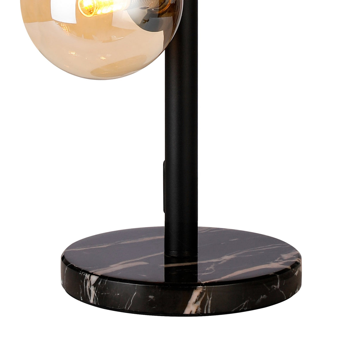 Shute 4lt Table Lamp in Satin Black & Amber Plated Glass
