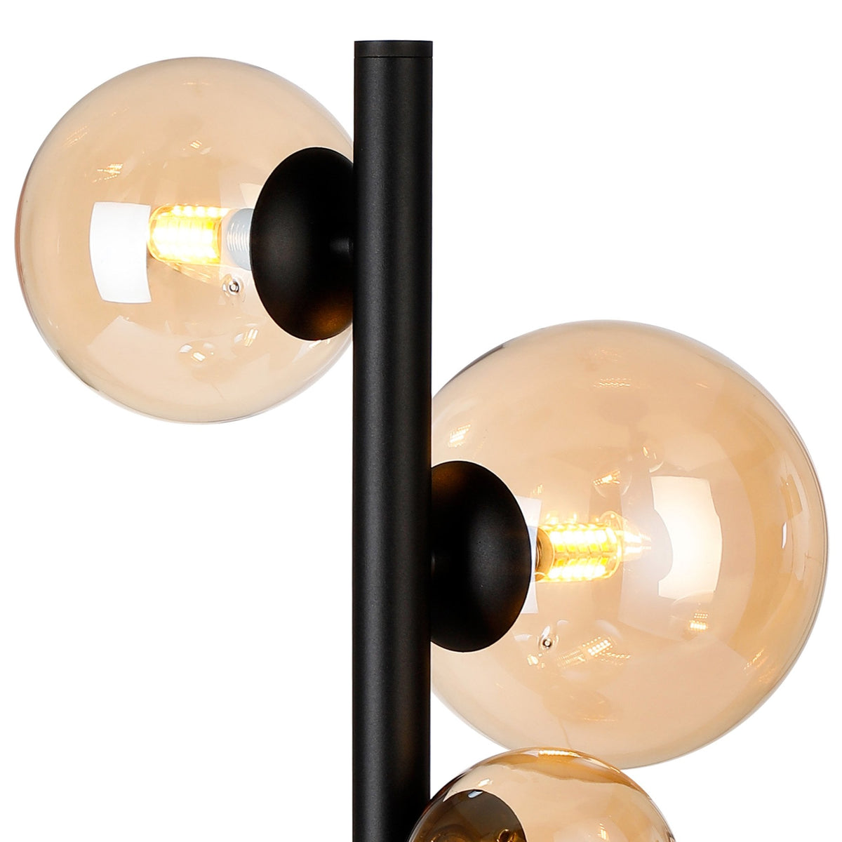 Shute 4lt Table Lamp in Satin Black & Amber Plated Glass