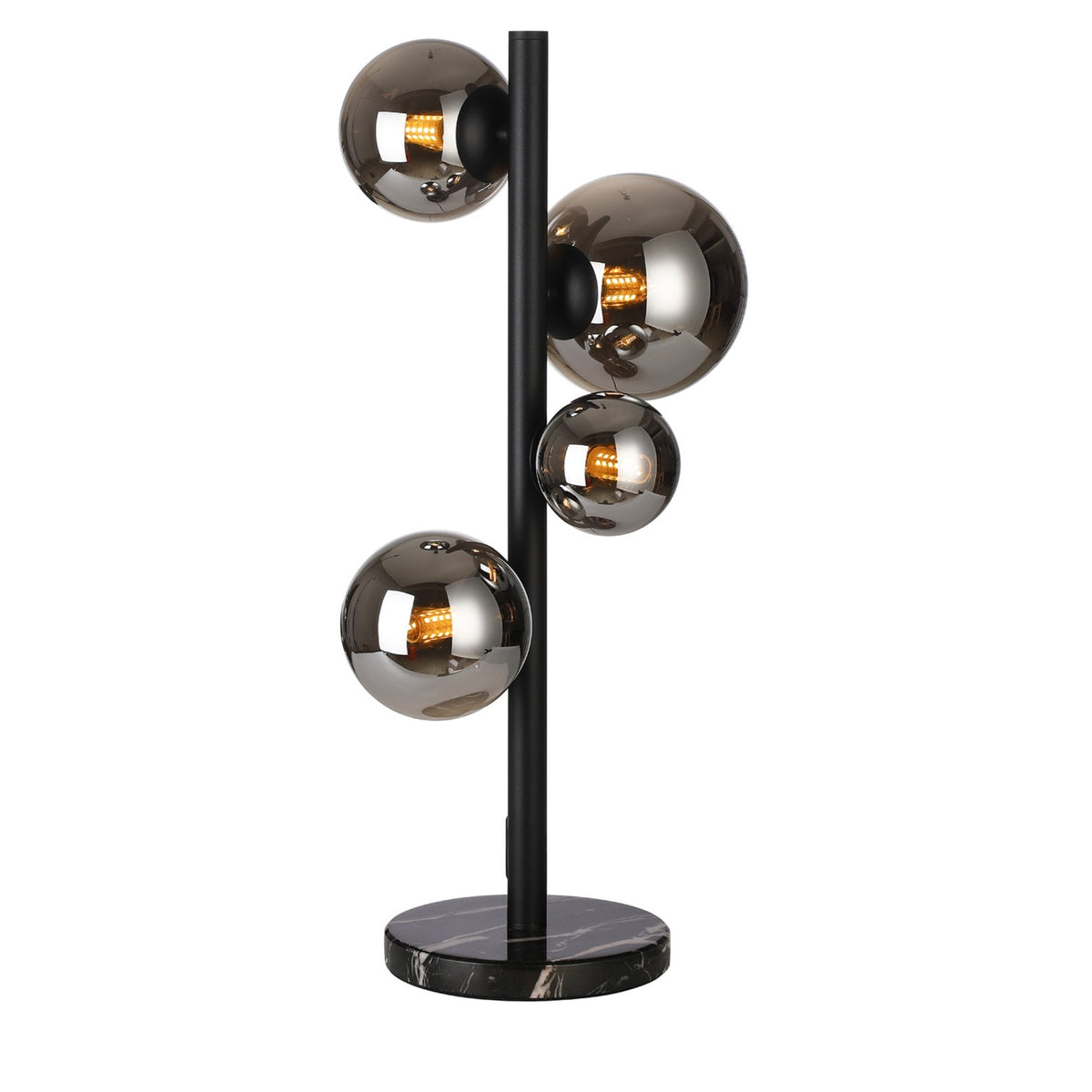 Shute 4lt Table Lamp in Satin Black & Chrome Plated Glass