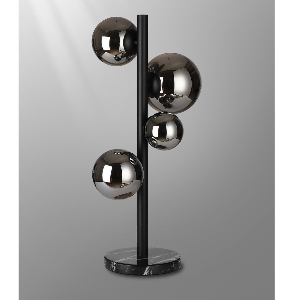 Shute 4lt Table Lamp in Satin Black & Chrome Plated Glass