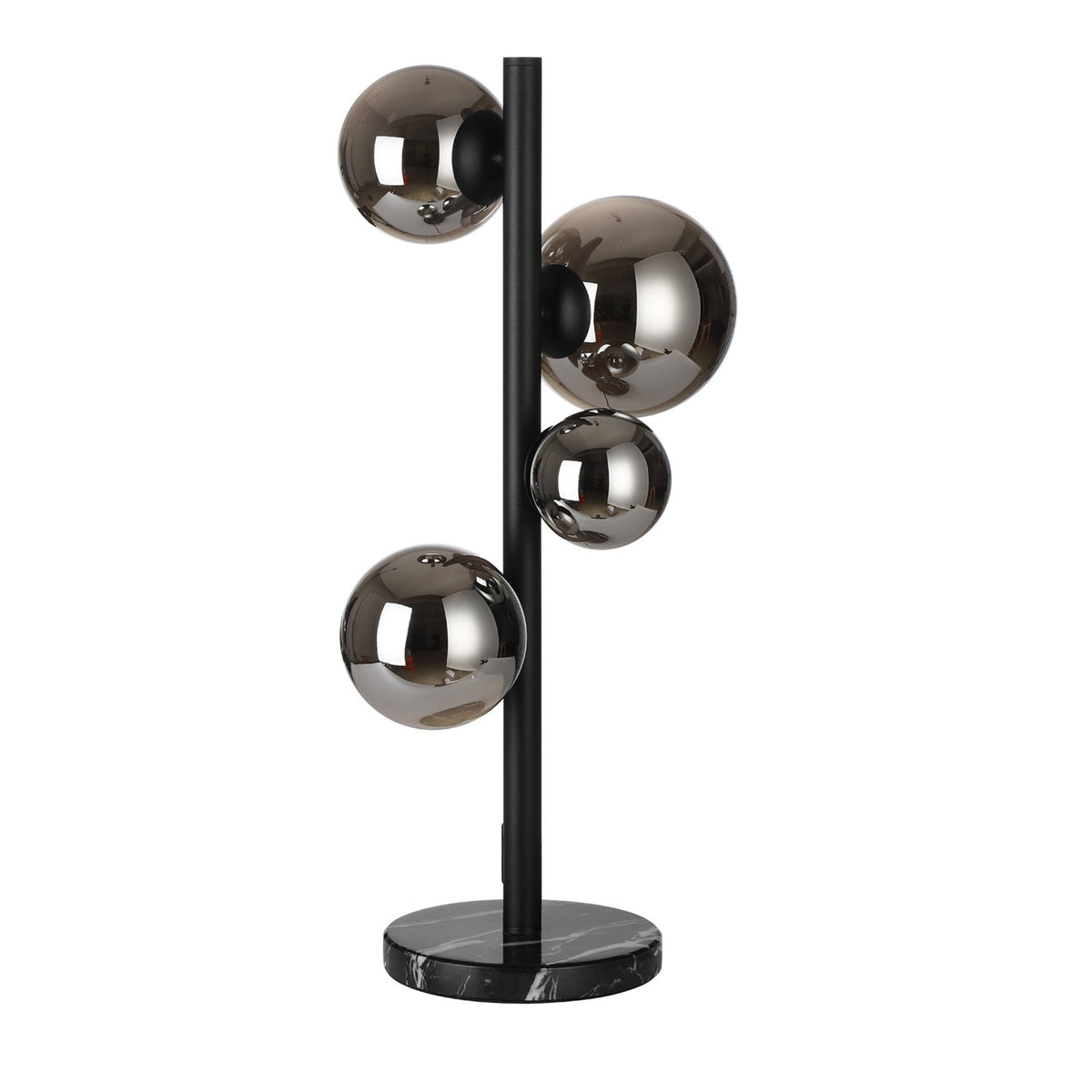 Shute 4lt Table Lamp in Satin Black & Chrome Plated Glass