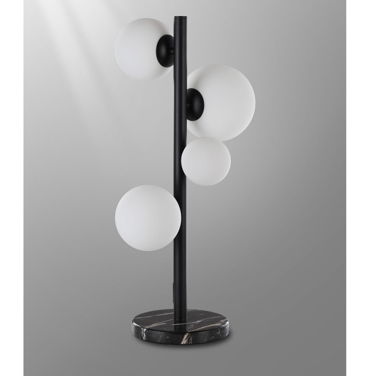Shute 4lt Table Lamp in Satin Black & Opal Glass