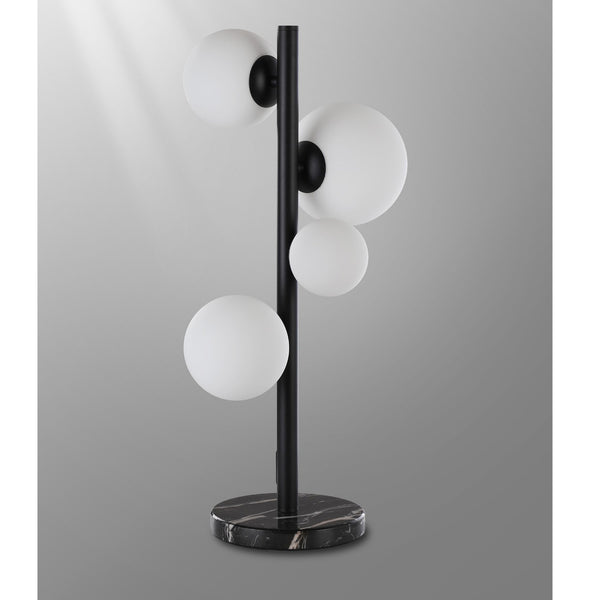 Shute 4lt Table Lamp in Satin Black & Opal Glass