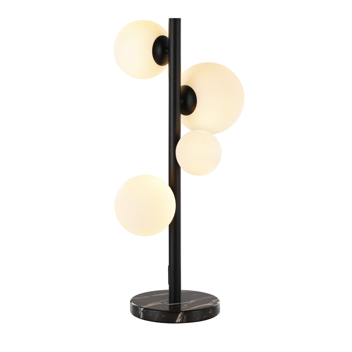 Shute 4lt Table Lamp in Satin Black & Opal Glass