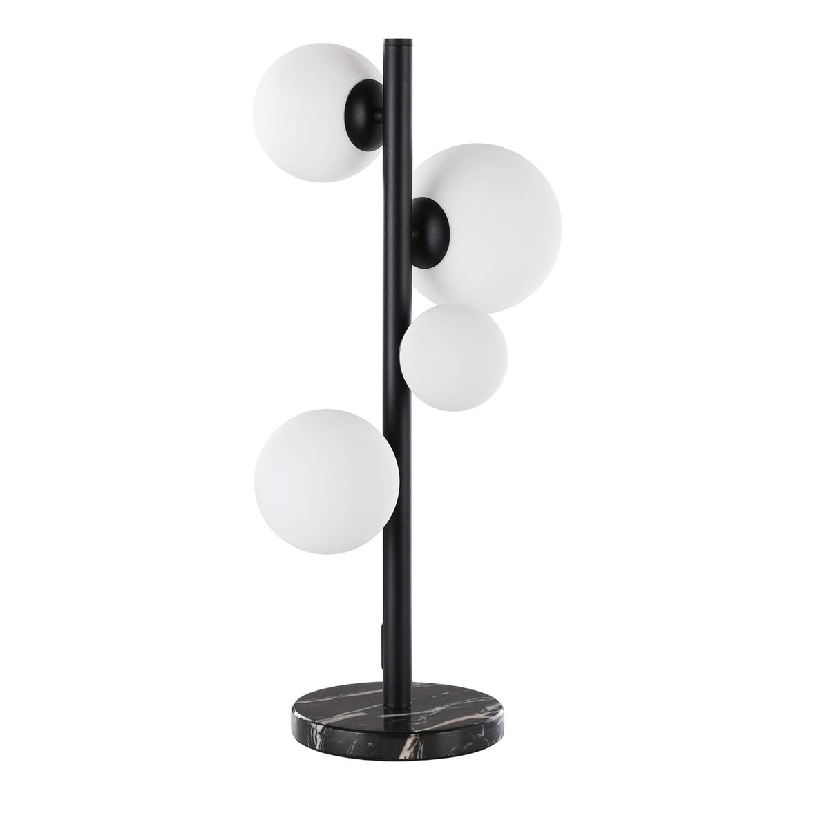 Shute 4lt Table Lamp in Satin Black & Opal Glass