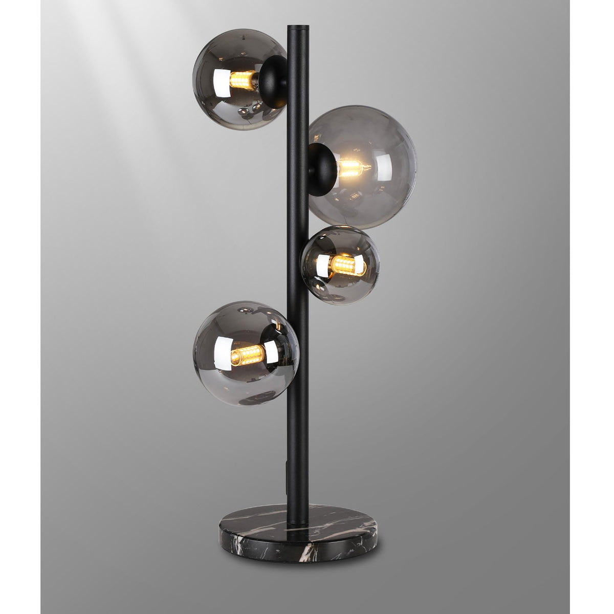 Shute 4lt Table Lamp in Satin Black & Smoked Plated Glass