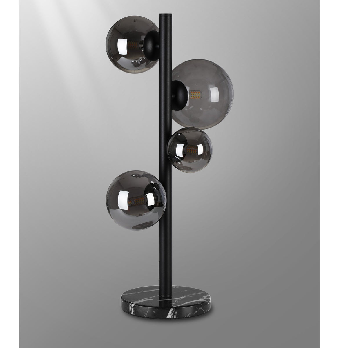 Shute 4lt Table Lamp in Satin Black & Smoked Plated Glass
