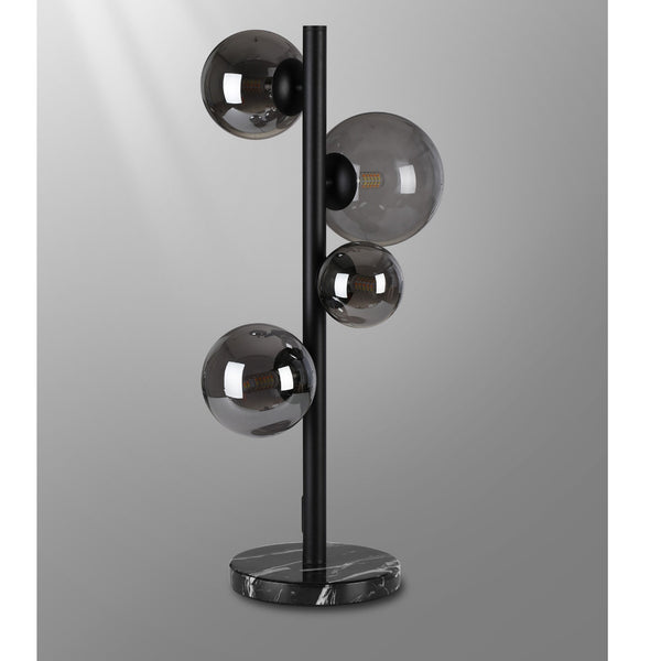 Shute 4lt Table Lamp in Satin Black & Smoked Plated Glass