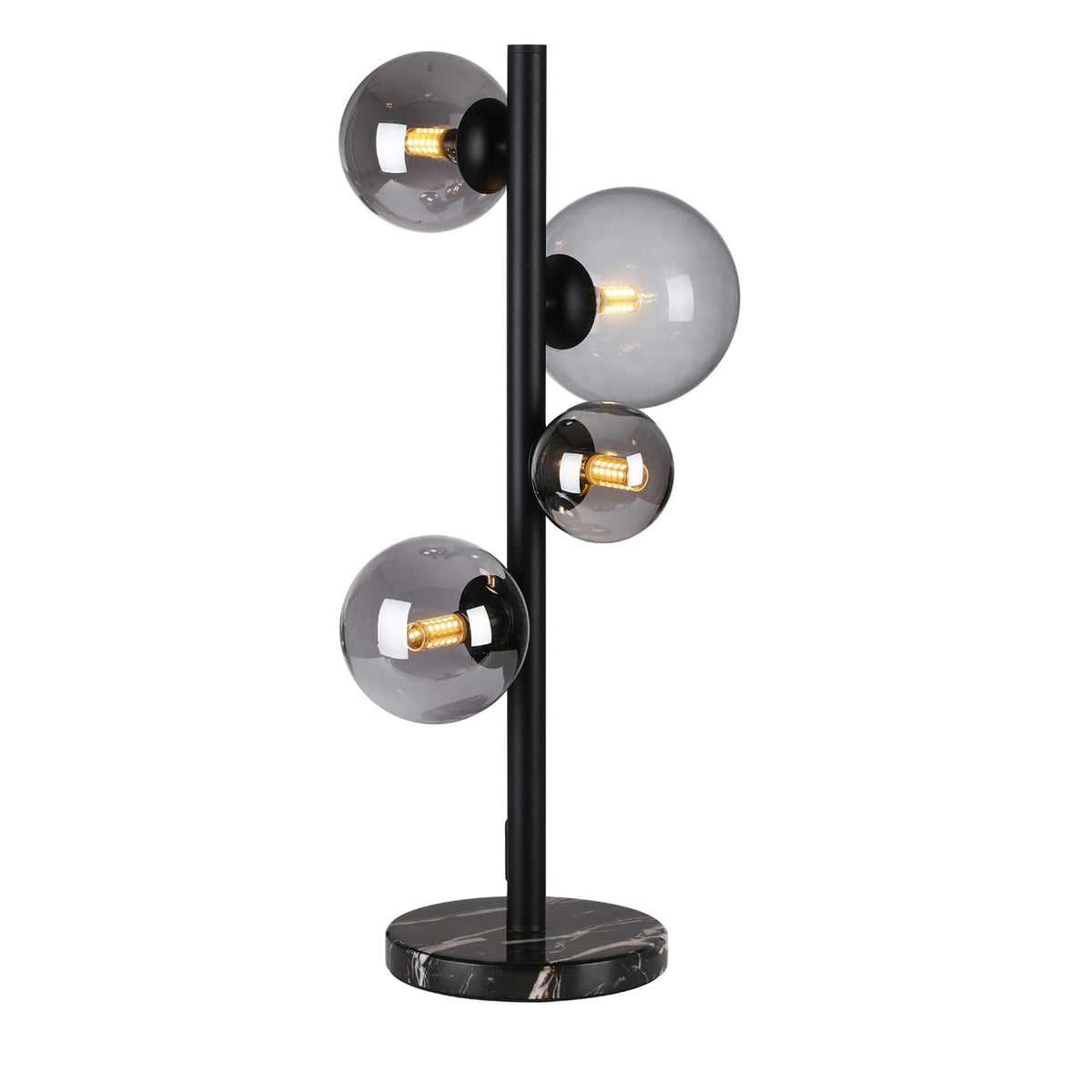 Shute 4lt Table Lamp in Satin Black & Smoked Plated Glass