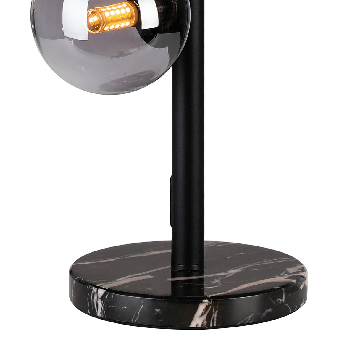 Shute 4lt Table Lamp in Satin Black & Smoked Plated Glass