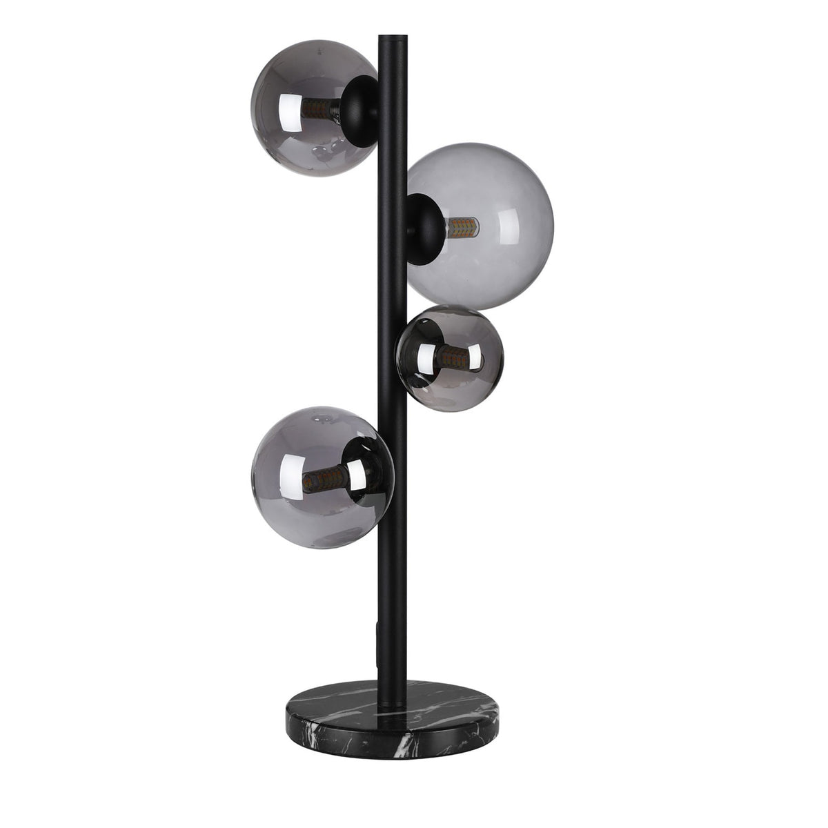 Shute 4lt Table Lamp in Satin Black & Smoked Plated Glass