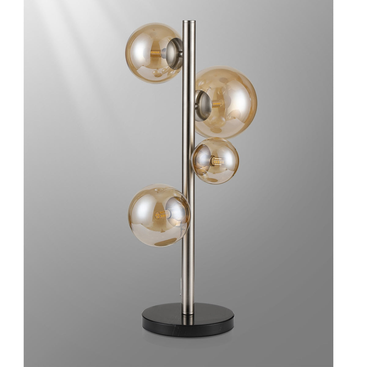 Shute 4lt Table Lamp in Satin Nickel & Amber Plated Glass