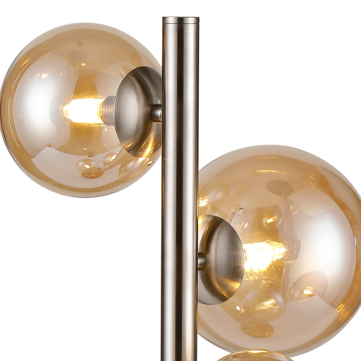 Shute 4lt Table Lamp in Satin Nickel & Amber Plated Glass