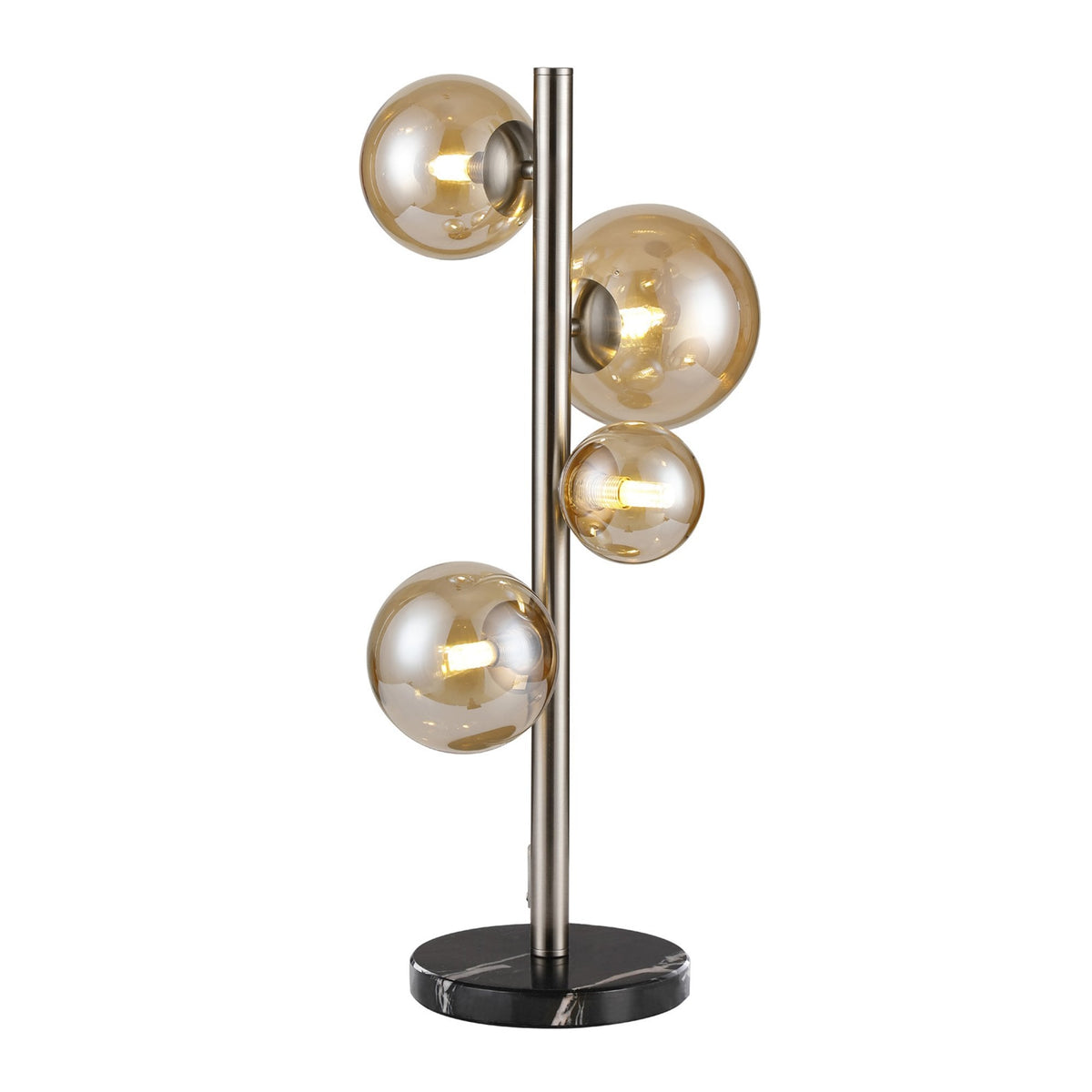 Shute 4lt Table Lamp in Satin Nickel & Amber Plated Glass