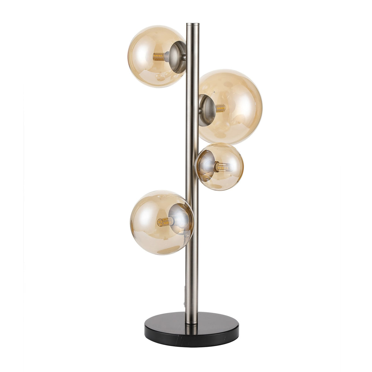 Shute 4lt Table Lamp in Satin Nickel & Amber Plated Glass