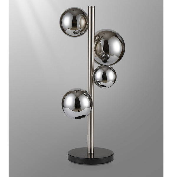 Shute 4lt Table Lamp in Satin Nickel & Chrome Plated Glass