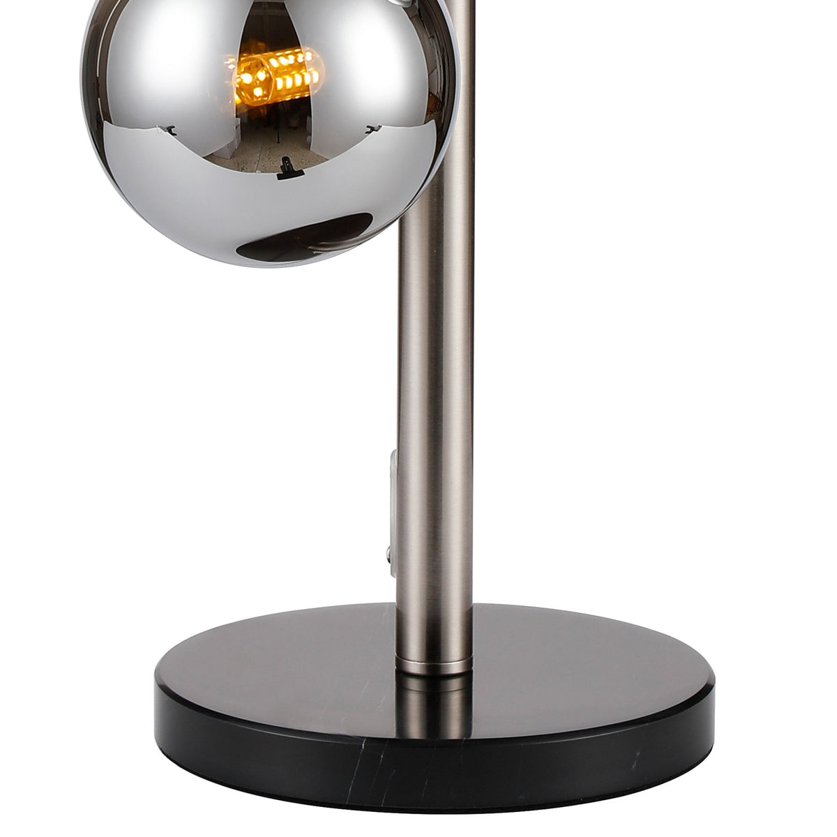 Shute 4lt Table Lamp in Satin Nickel & Chrome Plated Glass