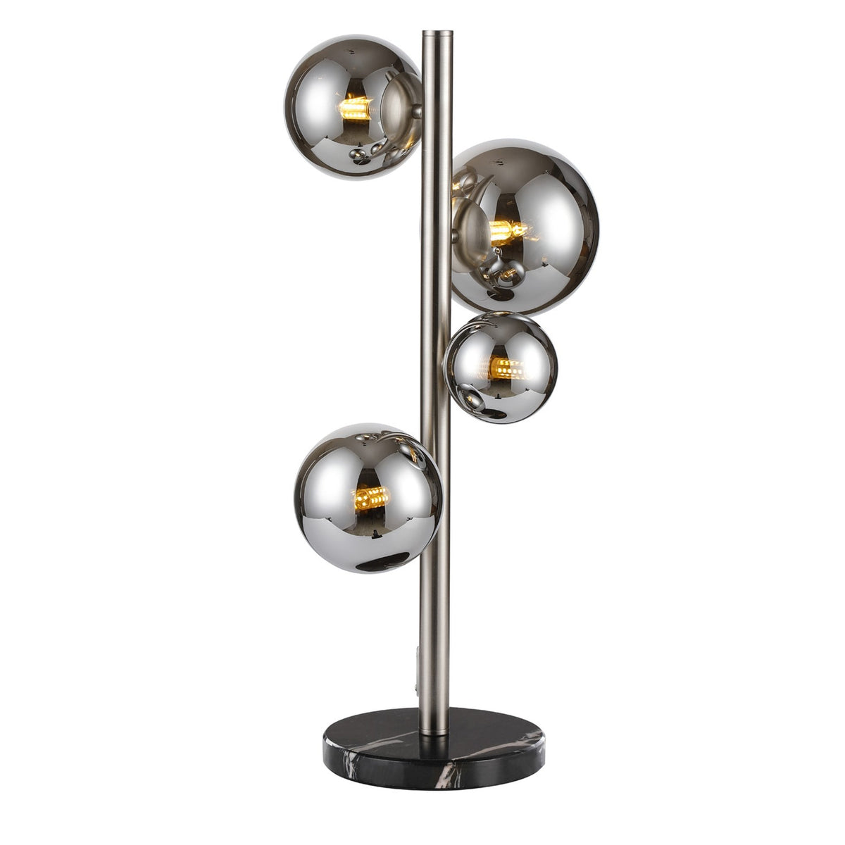 Shute 4lt Table Lamp in Satin Nickel & Chrome Plated Glass