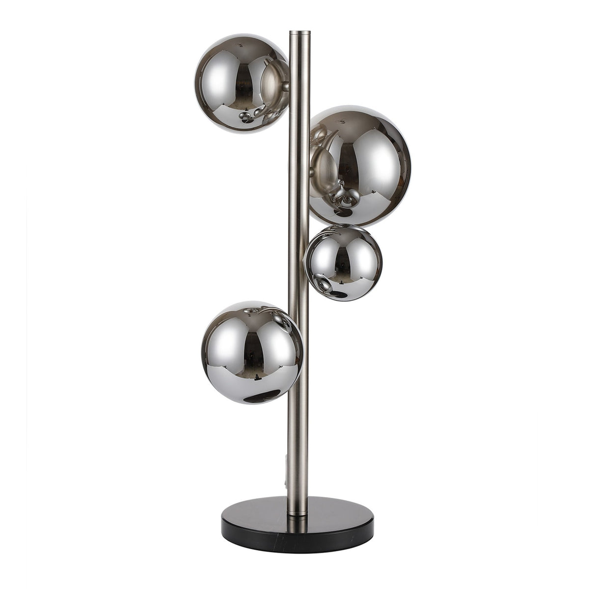 Shute 4lt Table Lamp in Satin Nickel & Chrome Plated Glass