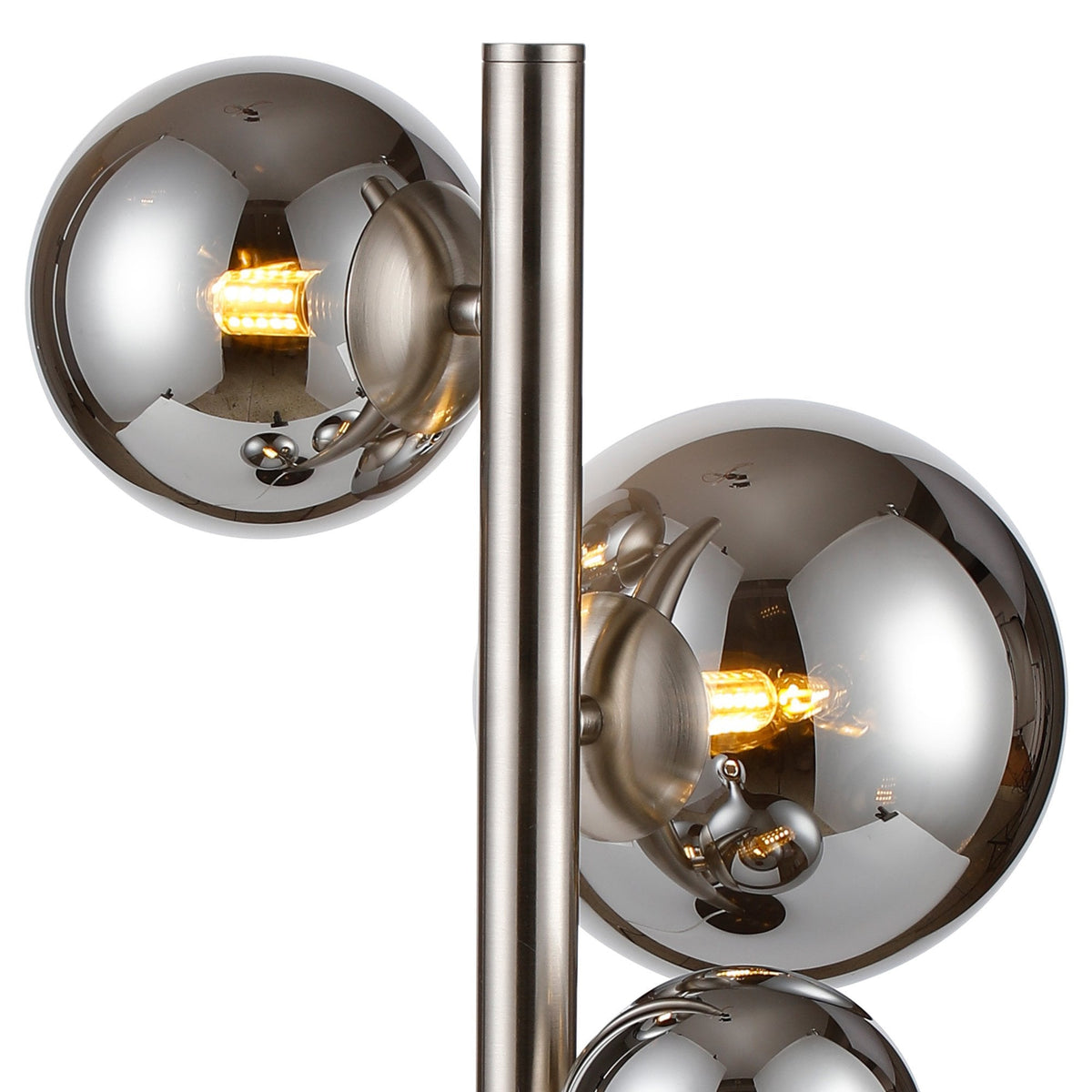 Shute 4lt Table Lamp in Satin Nickel & Chrome Plated Glass