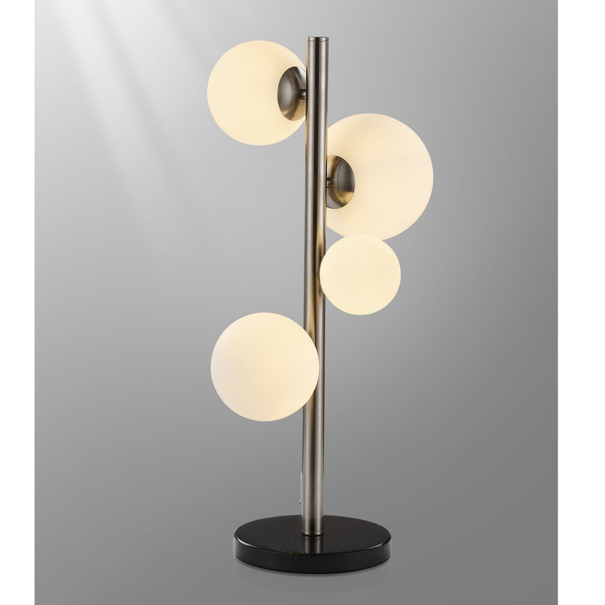 Shute 4lt Table Lamp in Satin Nickel & Opal Glass