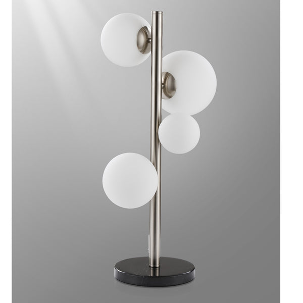 Shute 4lt Table Lamp in Satin Nickel & Opal Glass