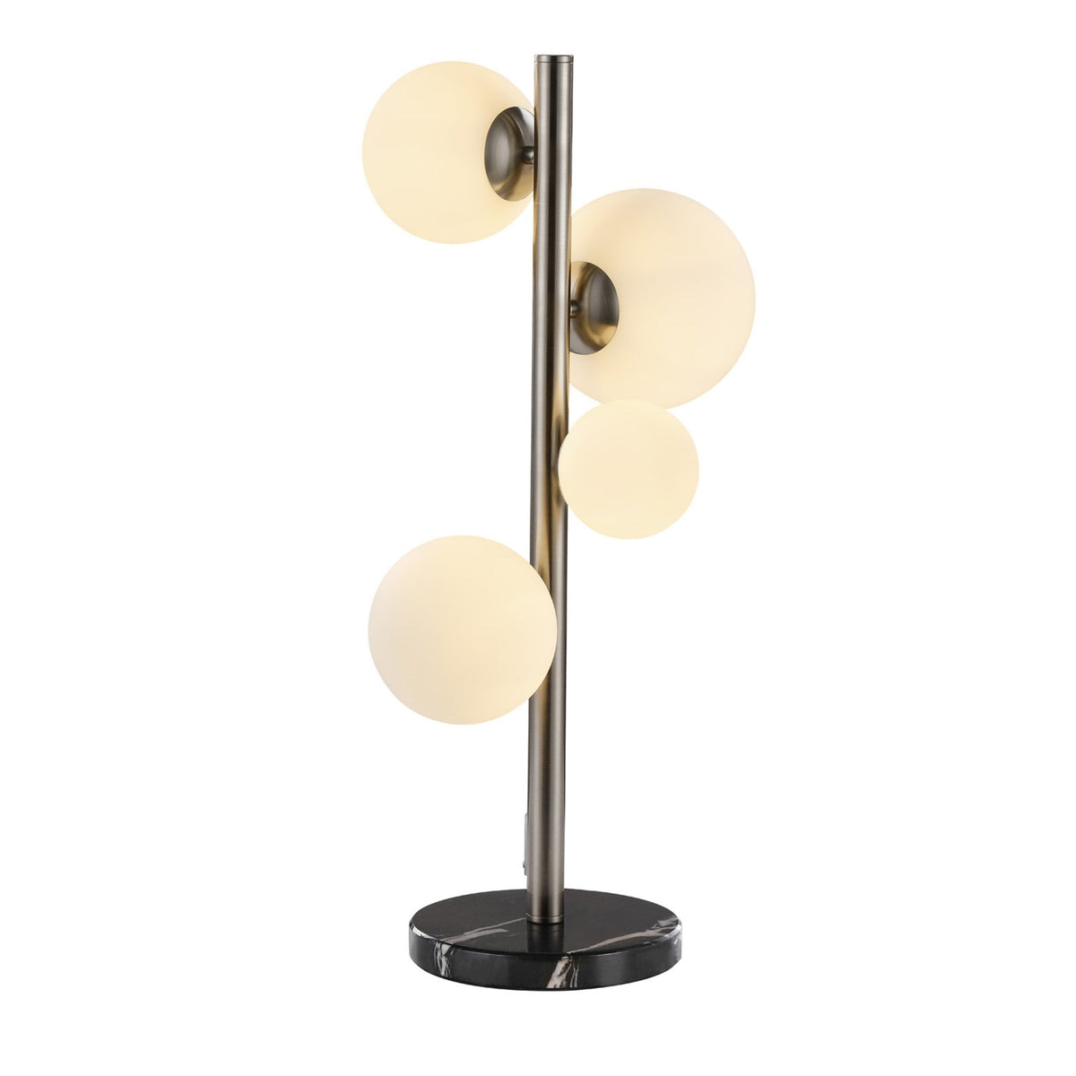Shute 4lt Table Lamp in Satin Nickel & Opal Glass