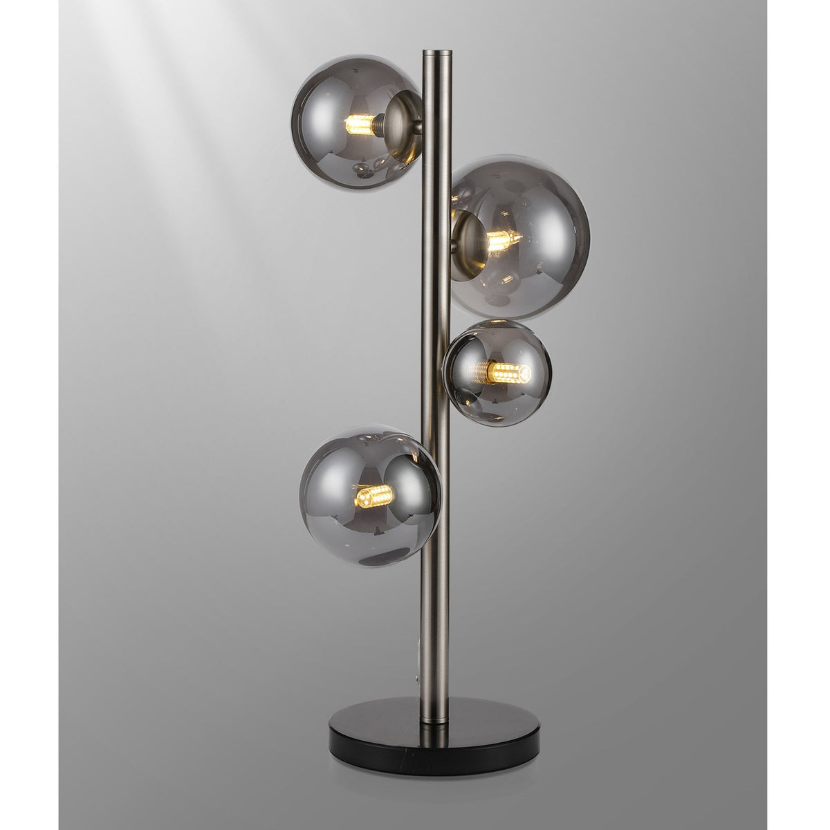 Shute 4lt Table Lamp Satin Nickel & Smoked Plated Glass