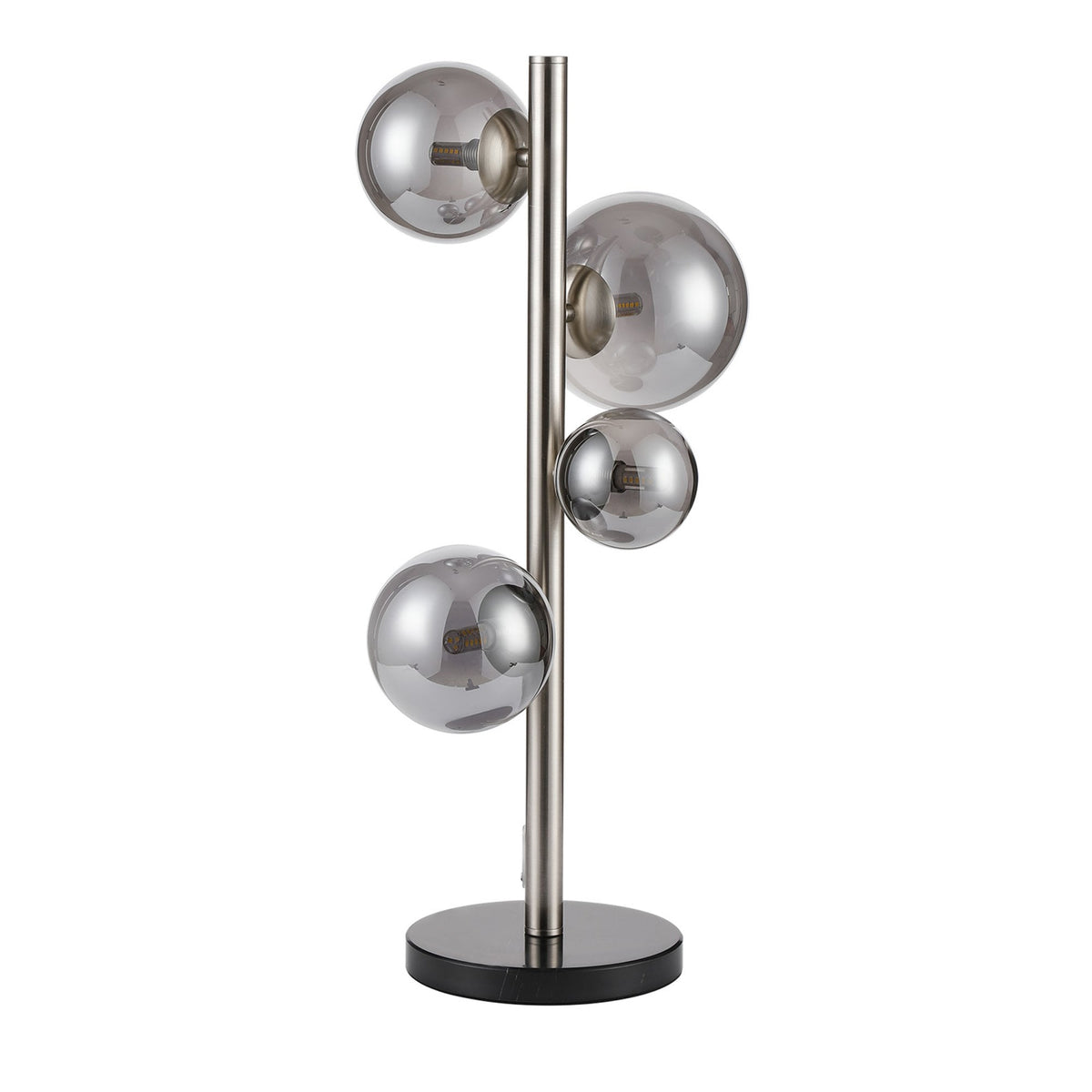 Shute 4lt Table Lamp in Satin Nickel & Smoked Plated Glass
